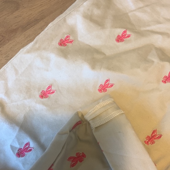 C. Wonder | Cream Straigh Leg Pant Khakis w/ Pink Embroidered Lobster Print - Picture 4 of 5